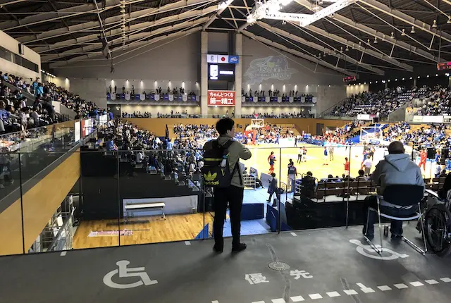 松江市総合体育館の2階車椅子エリア