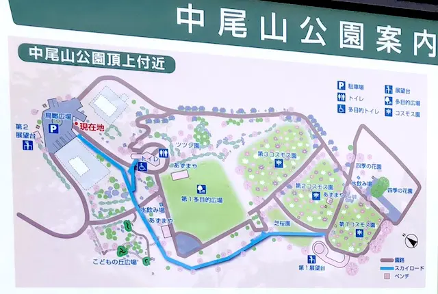 中尾山公園の案内図