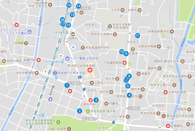熊本県立総合体育館周辺の駐車場マップ